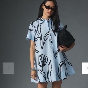 Pollie Short Sleeve Swing Mini dress by Anthropologie